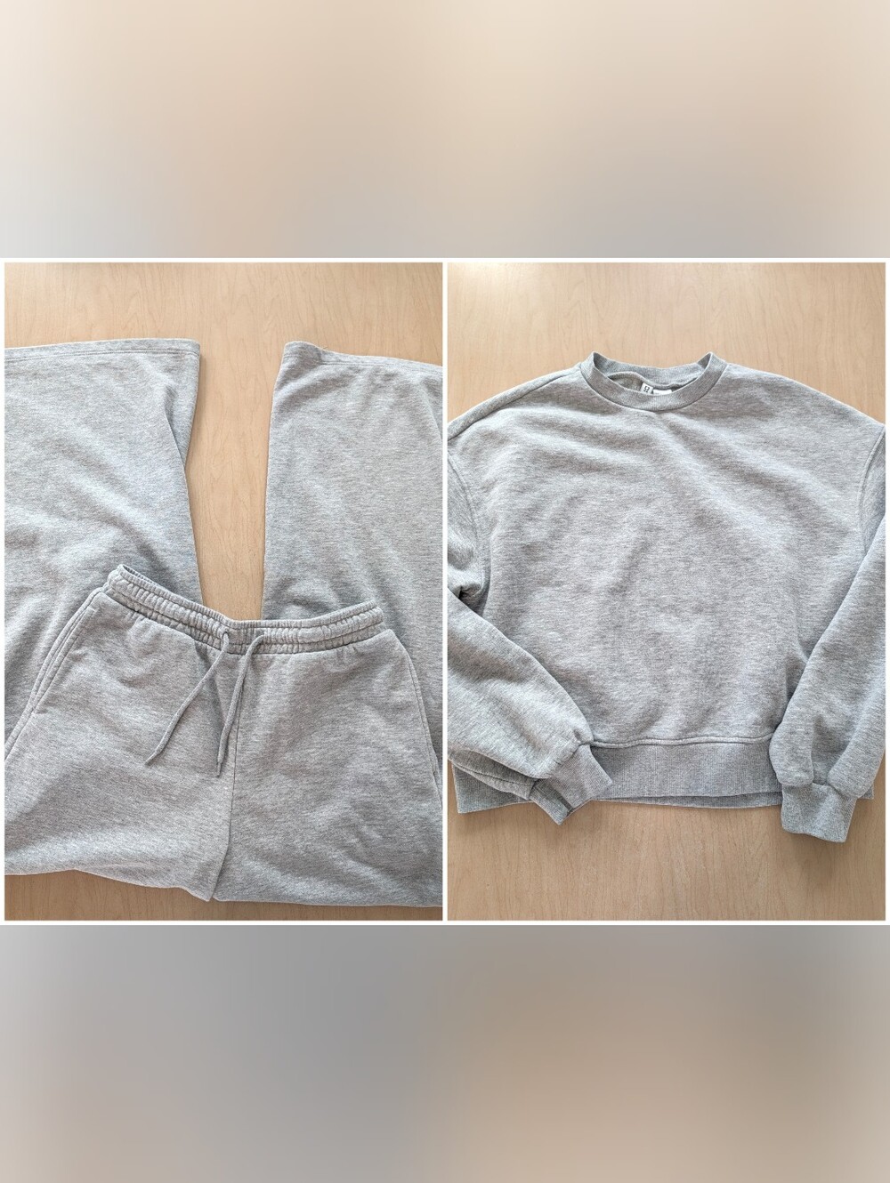 Divided By H&M Matching Sweatshirt and Wide Leg Sweatpants Set Gray Small